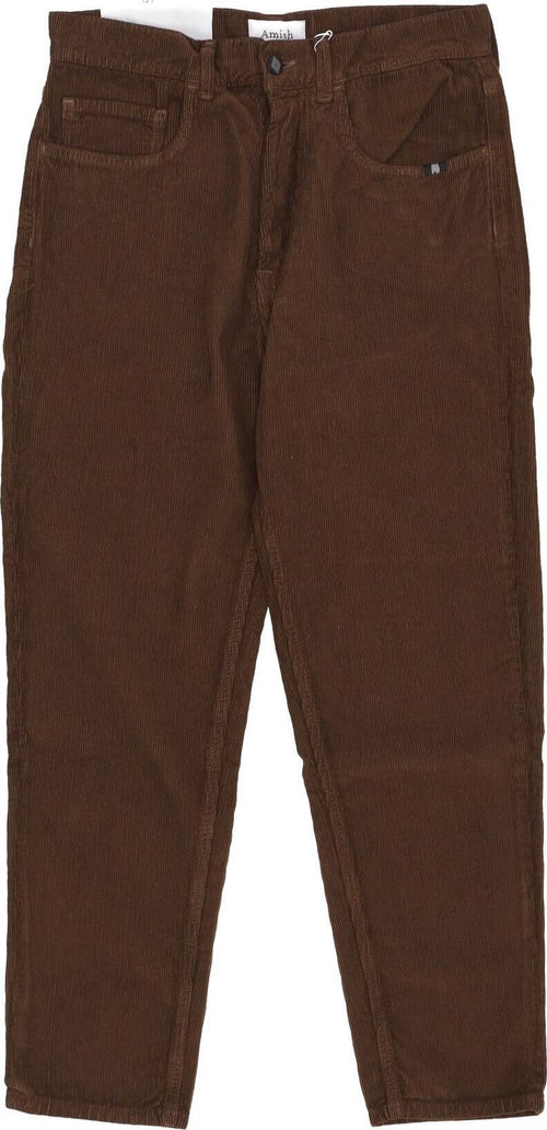 AMISH-Pantalone-Lungo-Uomo-Jeremiah-Corduroy-Tinto-Brown-da-uomo