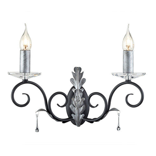 Applique Classica Amarilli Acciaio Nero Argento 2 Luci E14