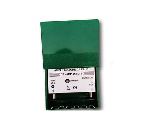 Amplificatore logaritmico DTT da palo 32dB con filtro LTE 1 IN 1 OUT