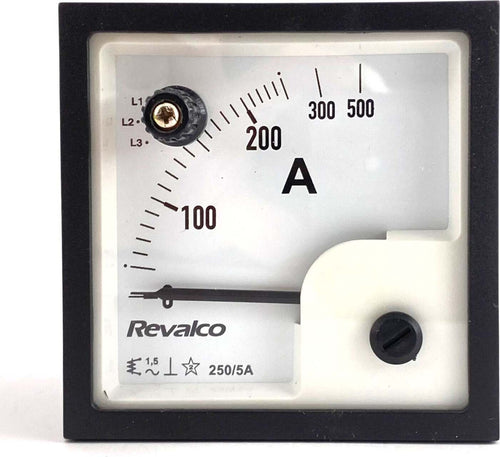 Amperometro-analogico-90-fer-.72-250/5A-2IN-Revalco