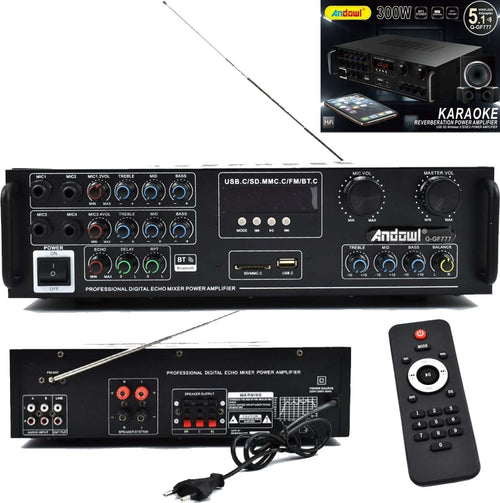 Amplificatore 300w 5.1 Bluetooth Usb Fm Mp3 Funzione Karaoke Telecomando Q-gf777 Strumenti Musicali/Sonorizzazione e palcoscenico/Amplificatori di potenza Trade Shop italia - Napoli, Commerciovirtuoso.it