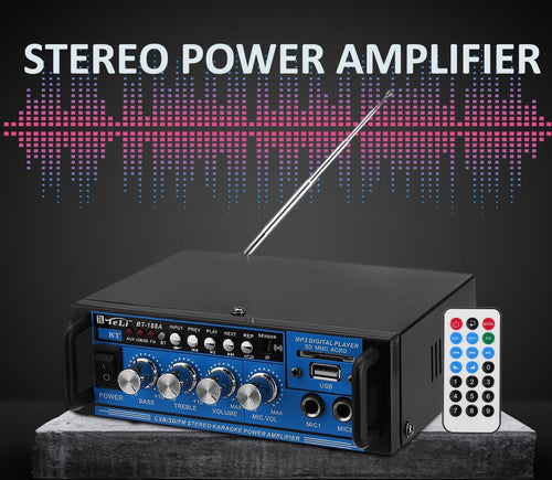 AMPLIFICATORE AUDIO 12V 220V USB SD 2 MICROFONI MP3 FM CASA AUTO KARAOKE BT188A  Trade Shop italia - Napoli, Commerciovirtuoso.it