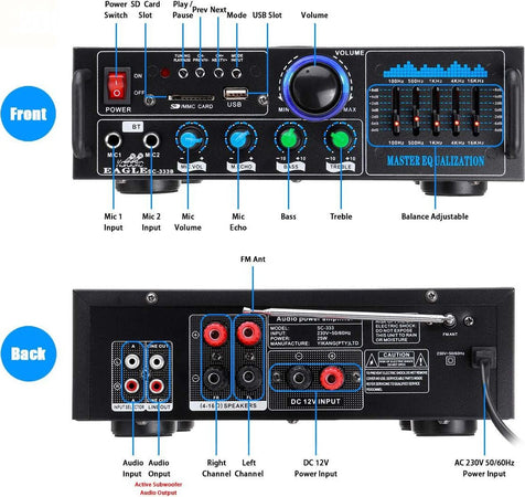 Amplificatore Audio 2x70w Funzione Karaoke Fm/bluetoothmp3/usb/bluetooth Q-gf289 Strumenti Musicali/Sonorizzazione e palcoscenico/Amplificatori di potenza Trade Shop italia - Napoli, Commerciovirtuoso.it