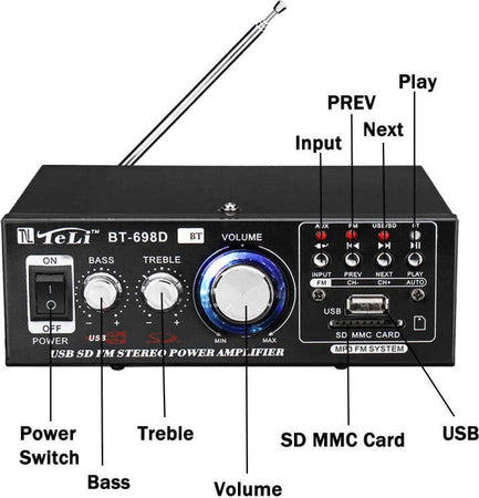 Amplificatore-Audio-Bluetooth-2-Canali-Stereo-Usb-Sd-Radio-Speaker-Telecomando