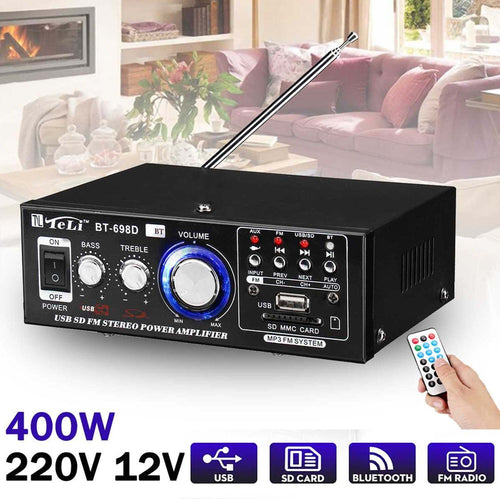 Amplificatore Audio Bluetooth 2 Canali Stereo Usb Sd Radio Speaker Telecomando Elettronica e telefonia > Accessori Audio e Video > Amplificatori Trade Shop italia - Napoli, Commerciovirtuoso.it