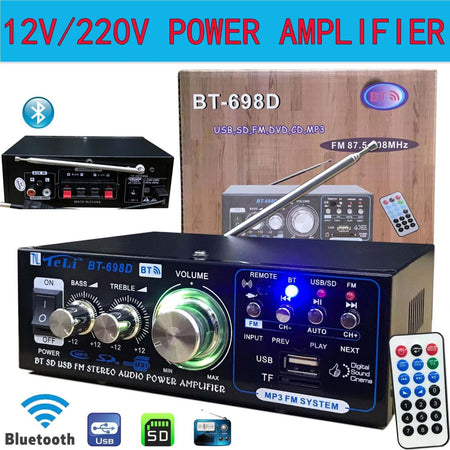 Amplificatore Audio Bluetooth 2 Canali Stereo Usb Sd Radio Speaker Telecomando Elettronica e telefonia > Accessori Audio e Video > Amplificatori Trade Shop italia - Napoli, Commerciovirtuoso.it