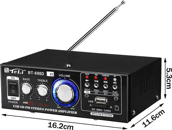 Amplificatore Audio Bluetooth 2 Canali Stereo Usb Sd Radio Speaker Telecomando Elettronica e telefonia > Accessori Audio e Video > Amplificatori Trade Shop italia - Napoli, Commerciovirtuoso.it