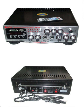 AMPLIFICATORE AUDIO STEREO DISPLAY DIGITALE 2 MICROFONI USB SD MP3 FM MA-009  Trade Shop italia - Napoli, Commerciovirtuoso.it