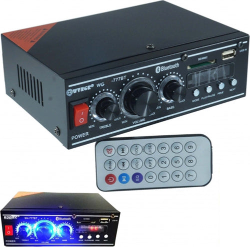 AMPLIFICATORE AUDIO STEREO KARAOKE 777BT MP3 USB SD CARD AUX 120W X 2 INGRESSI  Trade Shop italia - Napoli, Commerciovirtuoso.it