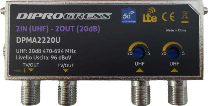 Amplificatore-da-palo-20dB-regolabile-con-filtro-LTE-5G-2-Ingressi-/-2-Uscite-DIPROGRESS-DPMA2220U
