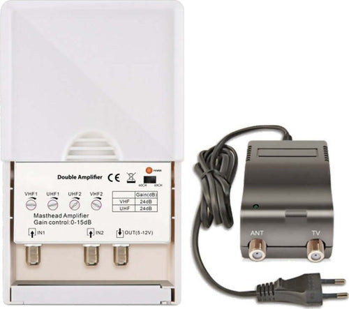 Amplificatore-da-palo-24dB-regolabile-con-filtro-4G-LTE-2-Ingressi-/-1-Uscita-AMIKO
