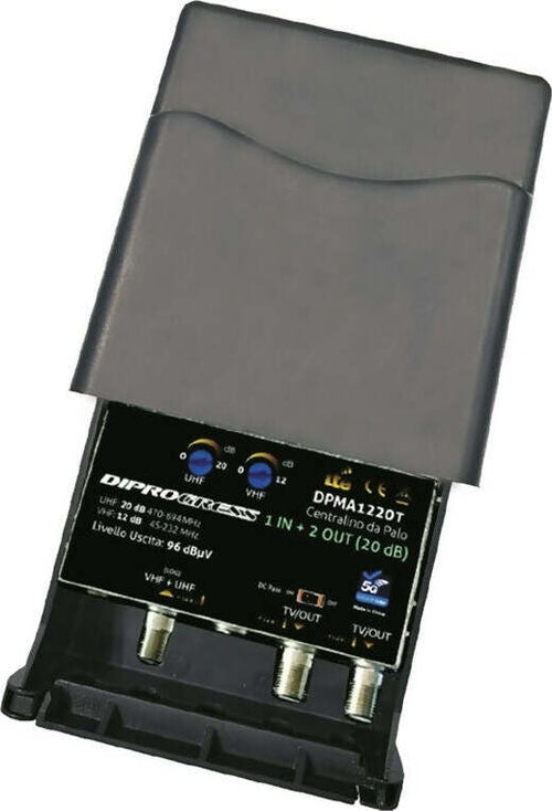 Amplificatore-da-palo-30dB-regolabile-con-filtro-LTE-5G-1-Ingresso-/-2-Uscite-DIPROGRESS-DPMA1230T
