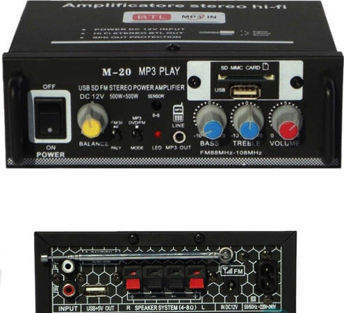 AMPLIFICATORE STEREO M-20 CASA AUDIO AUTO CASA MP3 SD USB CARD RADIO FM 1000W  Trade Shop italia - Napoli, Commerciovirtuoso.it