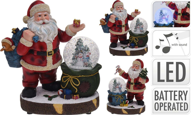 Ampolla con babbo natale, palla di neve natalizia h 30 cm con carillon e Led Casa e cucina/Decorazioni per interni/Addobbi e decorazioni per ricorrenze/Decorazioni natalizie/Neve artificiale MagiediNatale.it - Altamura, Commerciovirtuoso.it