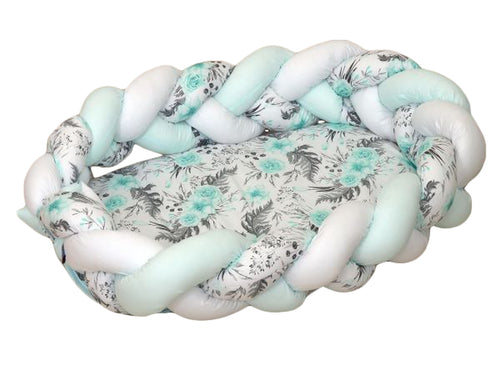 Riduttore Paracolpi con Treccia Paralcolpi 2in1 - 210 MONOPATTERN WHITE MINT ROSE GARDEN Amy