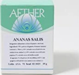 Ananas-salis-integratore-alimentare-di-polvere-di-gambo-d’ananas,-estratto-secco-di-rosa-canina-con-50%-di-vitamina-C,-estratto-secco-di-papaya,-bioflavonoidi-da-agrumi,-polvere-di-clorofillina-e-sale-spagirico-di-rosa-canina---aether