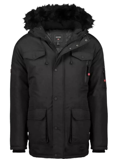 Anapurna-Norway-Parka-Uomo-Con-Cappuccio-Eco-Piumino-Imbottito-Tinta-Unita-Zip-E-Tasche-Collo-Eco-pelliccia-Rimovibile