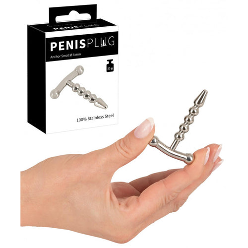 Plug uretrale sonda pene acciaio Anchor Small inox design ad ancora stimolatore
