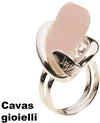 Anello  argento con pietra dura in quarzo rosa  a forma cilindrica