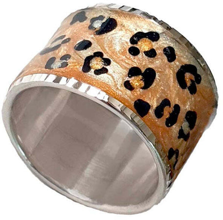 Anello a fascia smaltata ghepardo
