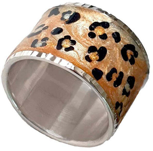 Anello a fascia smaltata ghepardo