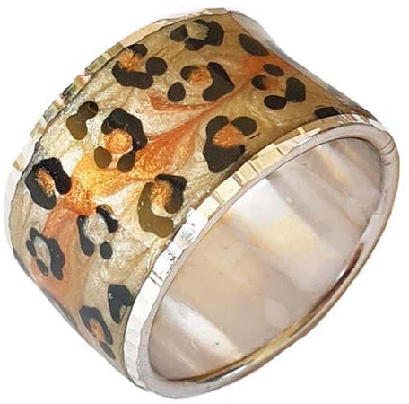 Anello a fascia smaltata ghepardo