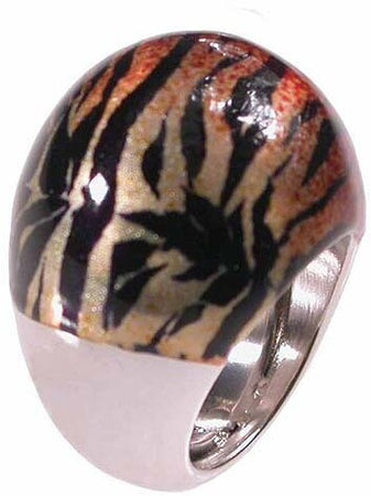 Anello argento con smalto tigrato