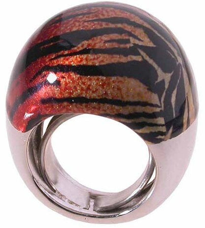 Anello argento con smalto tigrato