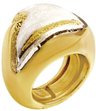 Anello argento modello grande dorato e satinato