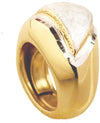 Anello argento modello grande dorato e satinato