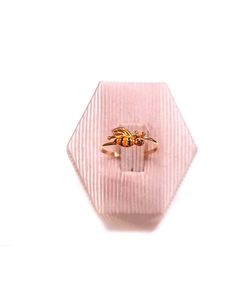 Anello Bambina in oro giallo18 Kt e smalto con l'ape Maia Anellino Bimba regolabile Idea ideale per Battesimo o Comunione