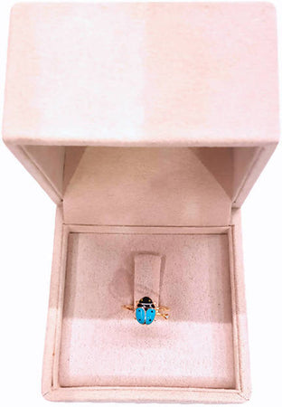 Anello bimba coccinella azzurra in Oro 18 Kt con smalto azzurro Regalo Battesimo e Comunione