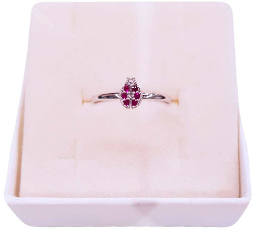 Anello bimba, ragazza in Oro bianco 18 Kt con coccinella con granatine colorate