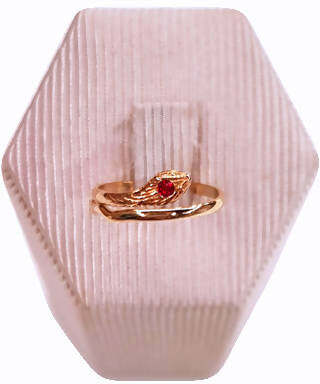 Anello bimba serpentina in Oro giallo 18 Kt con rubino Anellino per Bambina Regolabile