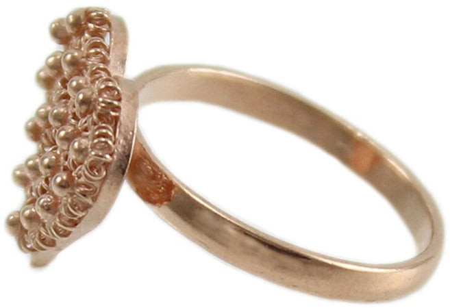 Anello donna filigrana sarda in argento rosa cuore a nido d'ape