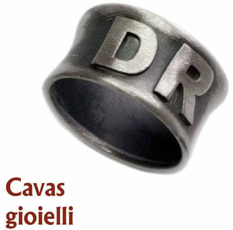 Anello d'argento personalizzabile con 2 lettere dell'alfabeto