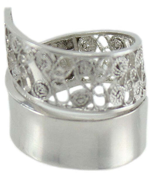 Anello fascia a nastro filigrana sarda in argento traforato e lucido