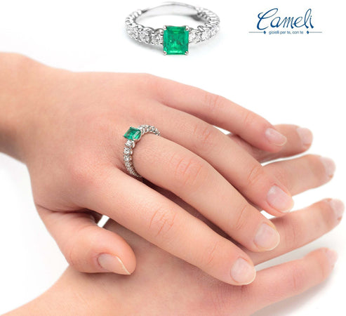Anello Donna Bibigi' An0155bs Con Smeraldo Centrale
