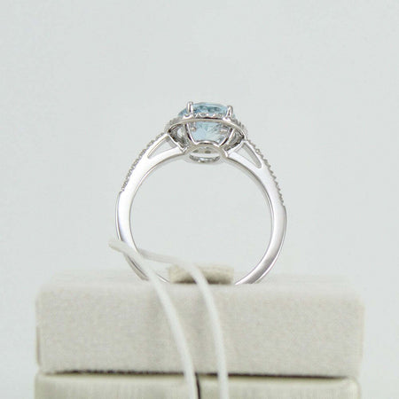 Anello donna classico Mirco Visconti in oro bianco con acquamarina e diamanti