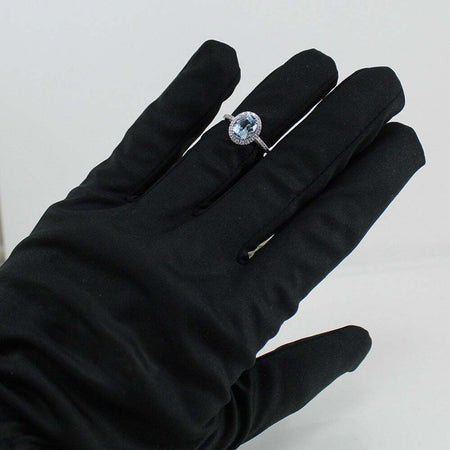 Anello donna classico Mirco Visconti in oro bianco con acquamarina e diamanti