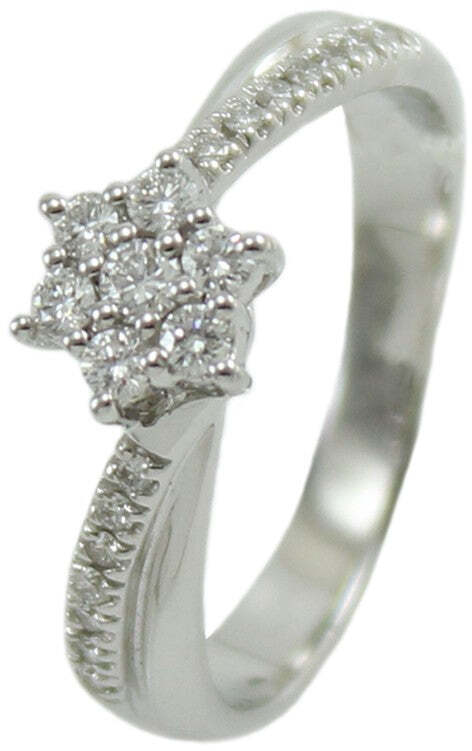 Anello donna classico Mirco Visconti in oro bianco con rosetta di diamanti