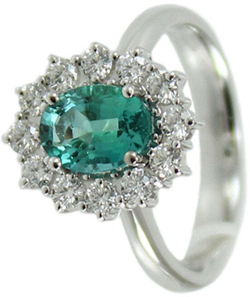 Anello donna classico Mirco Visconti in oro bianco con smeraldo colombiano e diamanti
