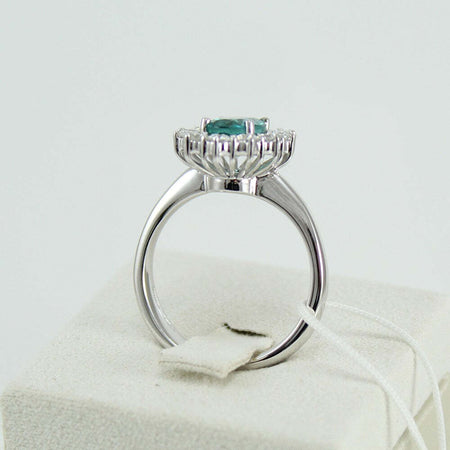 Anello donna classico Mirco Visconti in oro bianco con smeraldo colombiano e diamanti