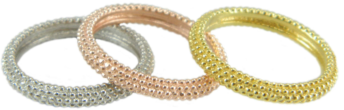 Anello Donna con 3 Fedine in Argento con Lavorazione a Pallini – Filigrana Sarda – Gioiello Artigianale Sardegna