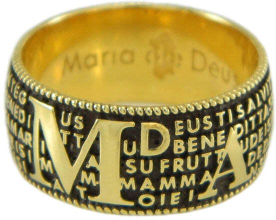 Anello con preghiera Ave Maria in sardo Maria de Deus