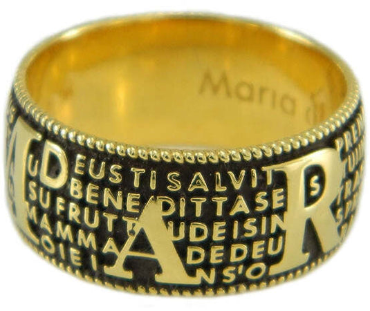 Anello con preghiera Ave Maria in sardo Maria de Deus