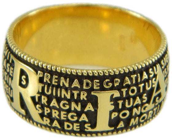 Anello con preghiera Ave Maria in sardo Maria de Deus