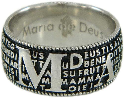 Anello con preghiera Ave Maria in sardo Maria de Deus