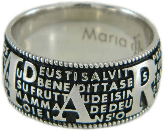 Anello con preghiera Ave Maria in sardo Maria de Deus