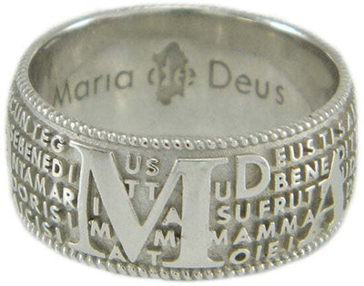 Anello con preghiera Ave Maria in sardo Maria de Deus